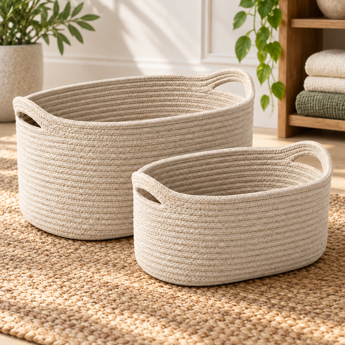 Cotton Rope Storage Basket Pair