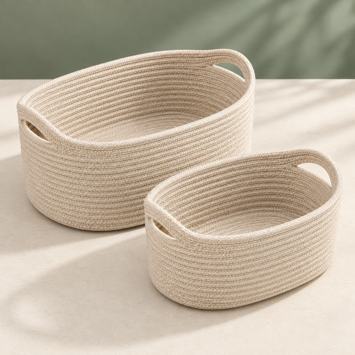 Cotton Rope Storage Basket Pair — overview view