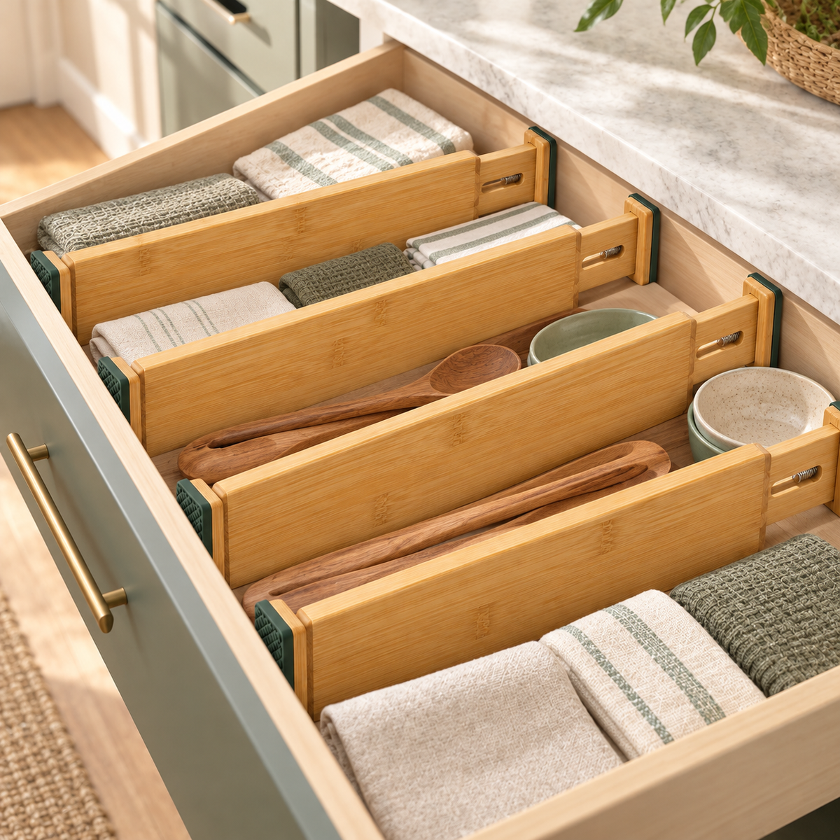 Bamboo Drawer Divider Set — lifestyle view