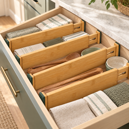 Bamboo Drawer Divider Set — lifestyle view