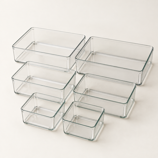 Clear Desktop Organizer Tray Set — hero view