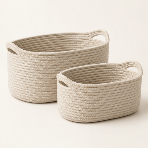 Cotton Rope Storage Basket Pair — hero view