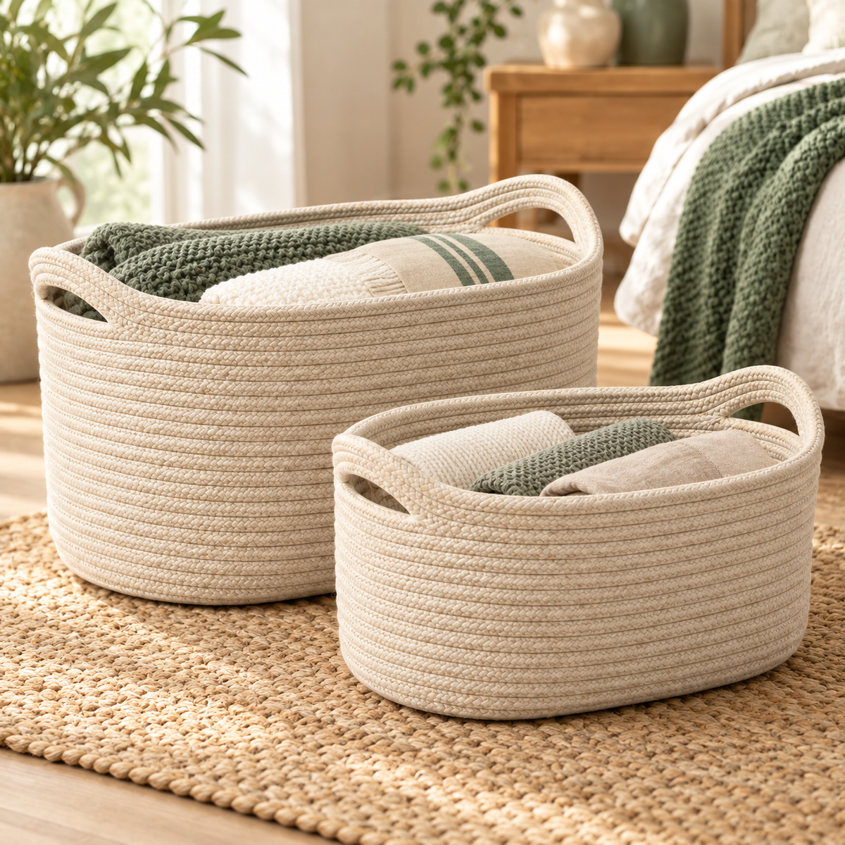 Cotton Rope Storage Basket Pair